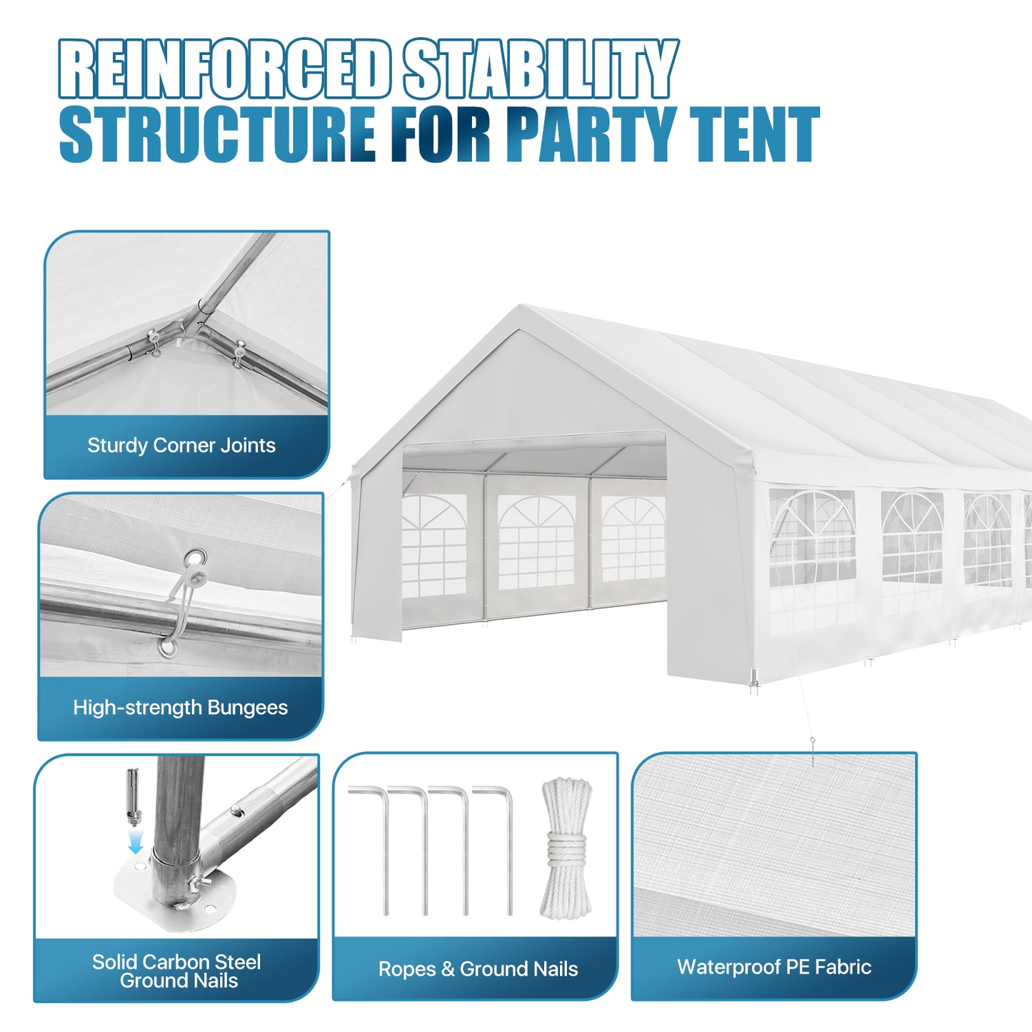 Sunmthink 20x40 Party Tent, Tent for Party, Canopy Tent with Heavy-Duty Steel Frame&Removable Sidewalls, Event Tent with Roll-up Door for Weddings, Birthday Parties & Camping