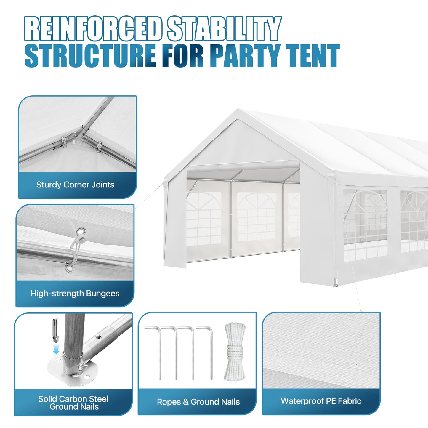Sunmthink 32x16 Party Tent, Tent for Party, Canopy Tent with Heavy-Duty Steel Frame&Removable Sidewalls, Event Tent with Roll-up Door for Weddings, Birthday Parties & Camping