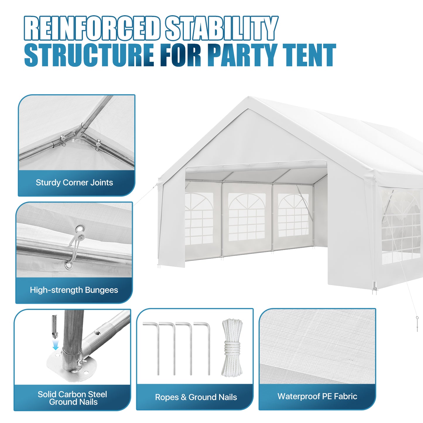Sunmthink 20x20 Party Tent, Tent for Party, Canopy Tent with Heavy-Duty Steel Frame&Removable Sidewalls, Event Tent with Roll-up Door for Weddings, Birthday Parties & Camping