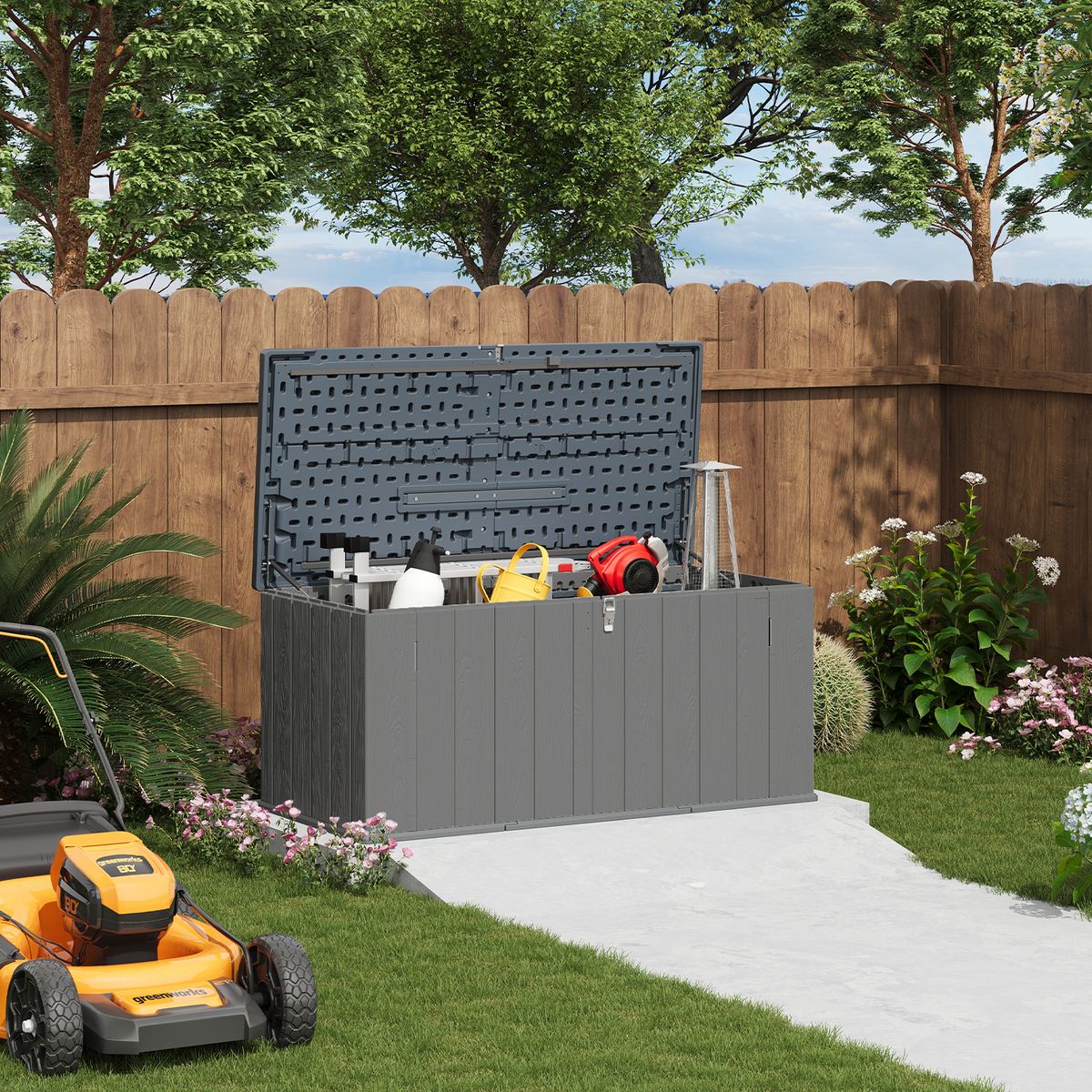 Waterproof Resin Outdoor Storage Shed, 2.1 x 4.7 x 2.2 ft, Garden Tool Organizer for Backyard & Patio, Gray, Sunmthink