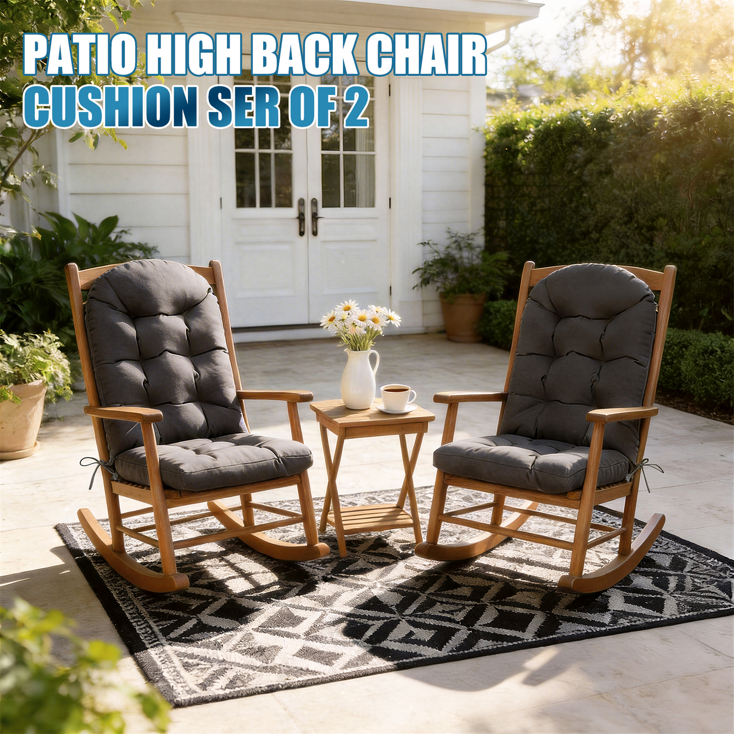 Sunmthink Adirondack Chair Cushion Set of 2, 4 Inch Thickness Waterproof UV-Protected Outdoor Patio Cushions, Dark Gray