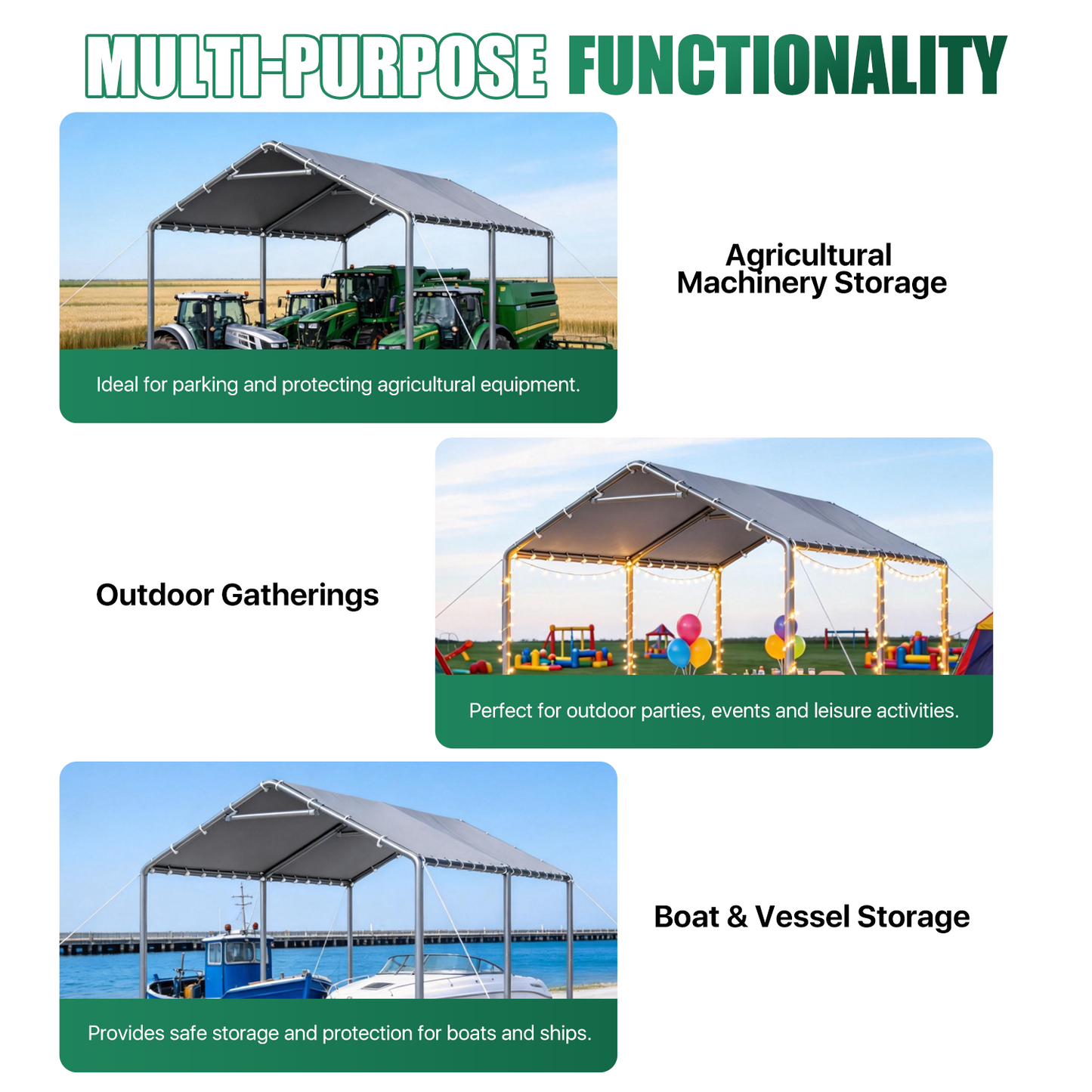 10x20 Ft Heavy Duty Carport, Portable Carport with Waterproof UV Resistant&Galvanized Steel Frame, Outdoor Car Canopy Shelter for Vehicle, Truck, Boat & Party Tent, Gray