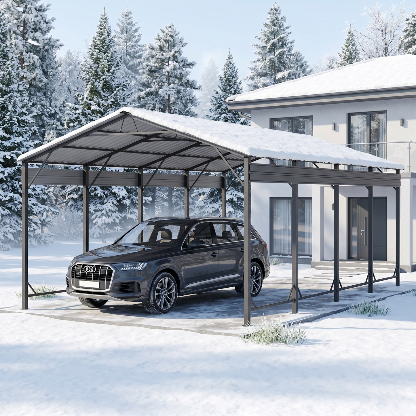 Sunmthink 12x20 FT Metal Carport, Heavy Duty Carport Canopy with Reinforced Frame and Sturdy Base, Outdoor Car Canopy Shelter for Cars, Trucks, Boats and Party Events
