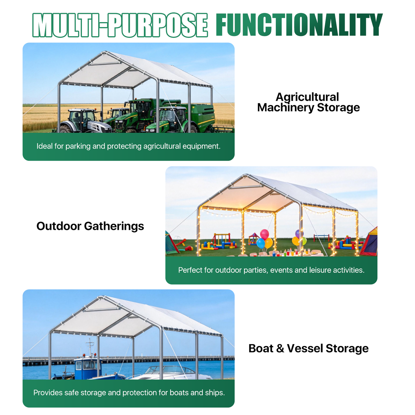 10x20 Ft Heavy Duty Carport, Portable Carport with Waterproof UV Resistant&Galvanized Steel Frame, Outdoor Car Canopy Shelter for Vehicle, Truck, Boat & Party Tent, White