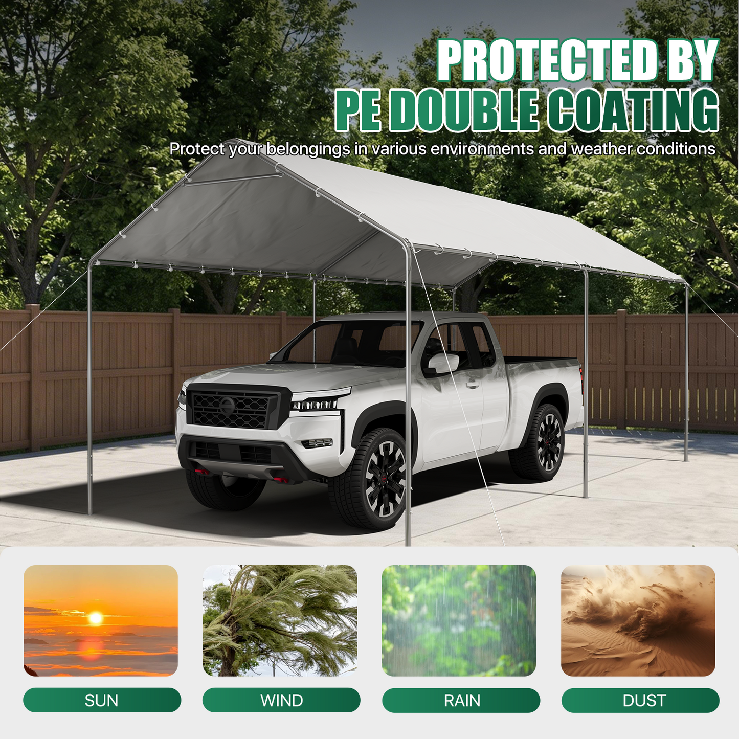 10x20 Ft Heavy Duty Carport, Portable Carport with Waterproof UV Resistant&Galvanized Steel Frame, Outdoor Car Canopy Shelter for Vehicle, Truck, Boat & Party Tent, White