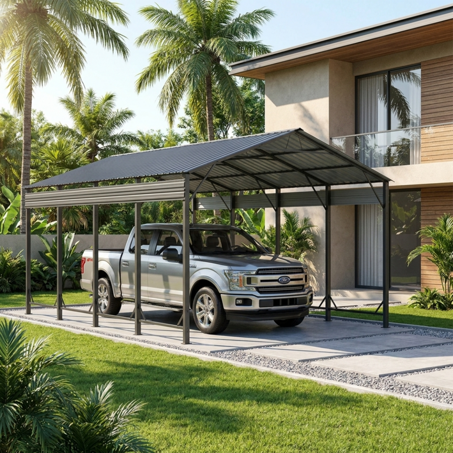 Sunmthink 12x20 FT Metal Carport, Heavy Duty Carport Canopy with Reinforced Frame and Sturdy Base, Outdoor Car Canopy Shelter for Cars, Trucks, Boats and Party Events