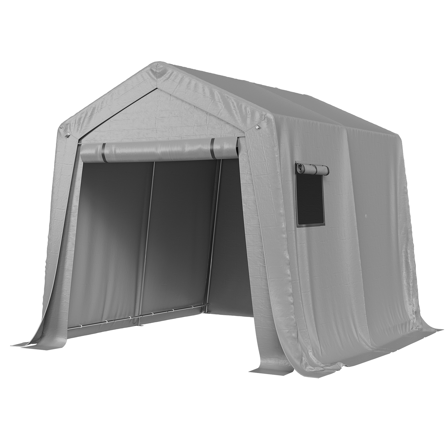 Aoxun 10x10 FT Outdoor Carport Shed, Portable Garage with Roll-Up Door & Window, Waterproof Tarp & Galvanized Steel Frame for Lawn Equipment, Bike, Motorcycle, Trunk Cover, Gray