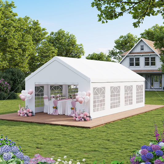 Clouddwell Heavy Duty 13X26FT Party Tent, Large Outdoor Wedding Tent with Removable Sidewalls & Sandbags, Commercial Wedding Large Tent,Carport, BBQ,UV 50+, Waterproof, White