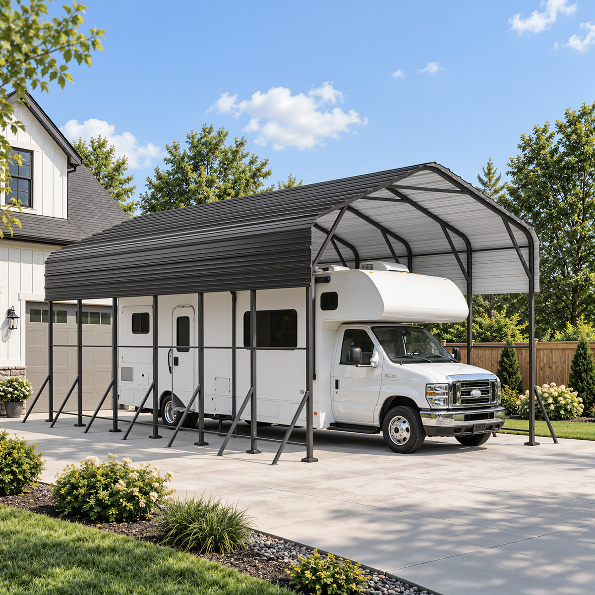 Dateyes 14x30FT RV Metal Carport, Heavy Duty Carport Canopy with Reinforced Frame & Galvanized Roof, Car Tent, Garage Shelterf for Car, Truck, Boat