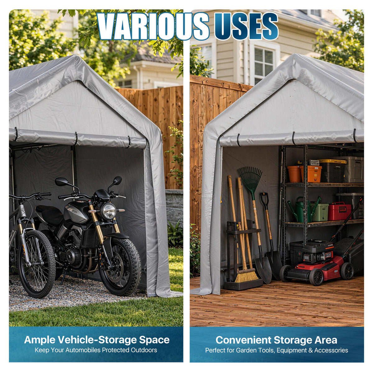 Sunmthink 13x20 FT Outdoor Carport Shed, Portable Storage Sheds with Roll-Up Door, Waterproof Storage Tent with Galvanized Steel Frame & Durable Tarp Cover for Cars, Boats, Trucks and Tools Storage