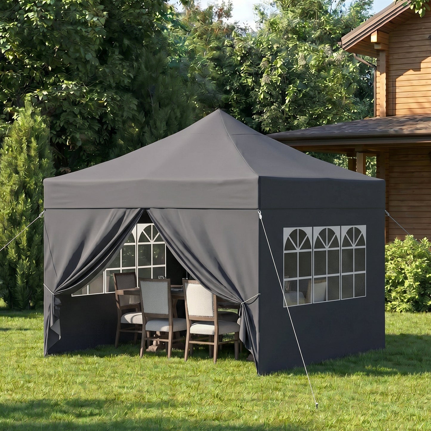 Clouddwell 10'x10' Pop Up Canopy Tent with 4 Removable Sidewalls, Adjustable Height Instant Outdoor Canopy, Portable Sun Shade Shelter with 4 Sandbags, Easy Setup for Parties, Camping, Events, Gray