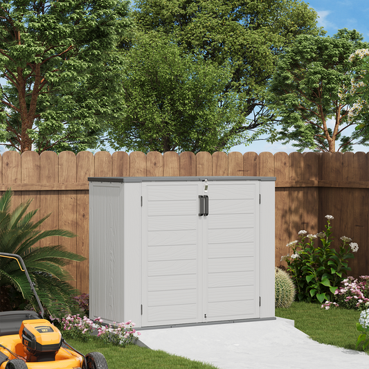 Waterproof Resin Outdoor Storage Shed, 3.9 ft x 4.7 ft x 2.2 ft, Garden Organizer for Backyard, White, Sunmthink
