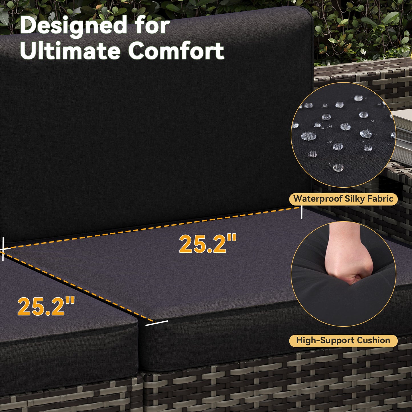 Clouddwell 8 Piece Patio Furniture Set, Wicker Outdoor Furniture with Large Storage Table, Black