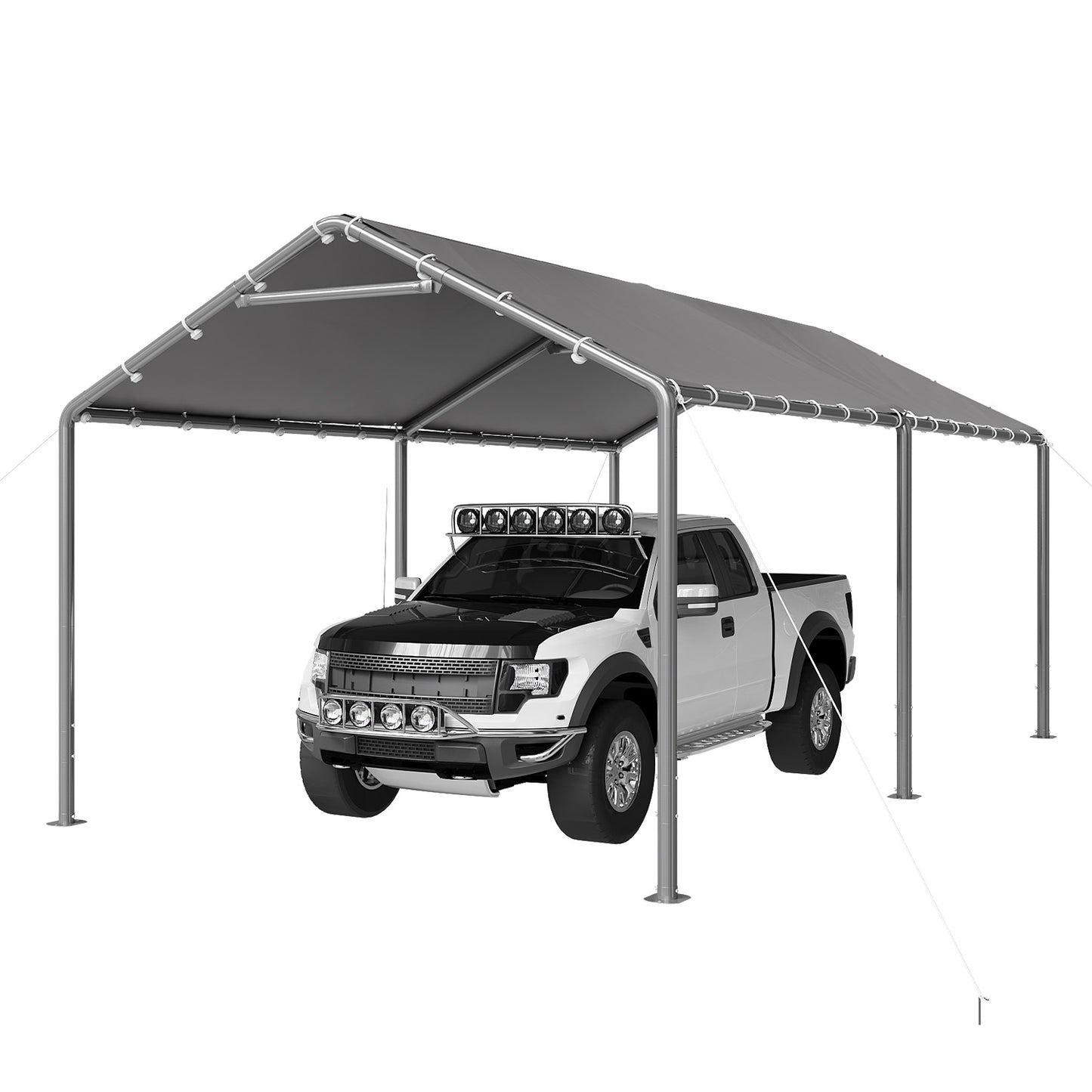 Aoxun 10x20 FT Carport Heavy Duty Car Canopy for Cars, Boats, Trucks, Outdoor Carport Shelter Portable Garage with Reinforced Frame, Gray