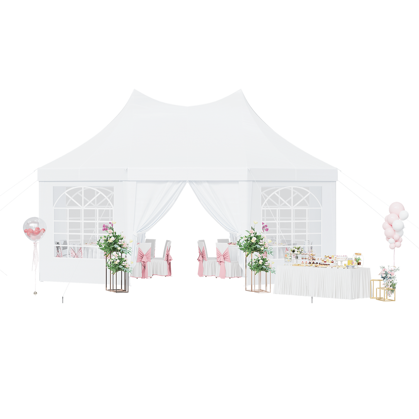 Aoxun 15x20FT Party Tent Canopy 8-Sided Hexagon Heavy Duty Waterproof Event Shelter for Outdoor Weddings, Commercial,Patio Parties & Backyard Gatherings, UV-Resistant
