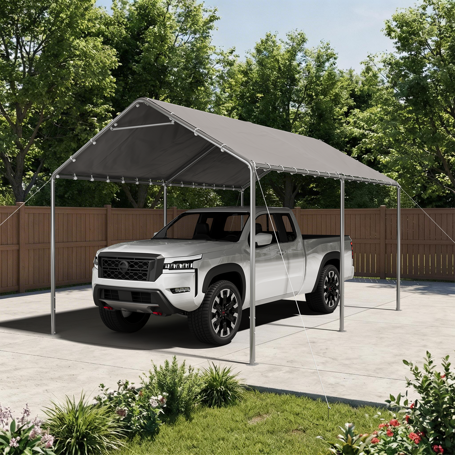 10x15 Ft Heavy Duty Carport, Portable Carport with Waterproof UV Resistant&Galvanized Steel Frame, Outdoor Car Canopy Shelter for Vehicle, Truck, Boat & Party Tent, Gray