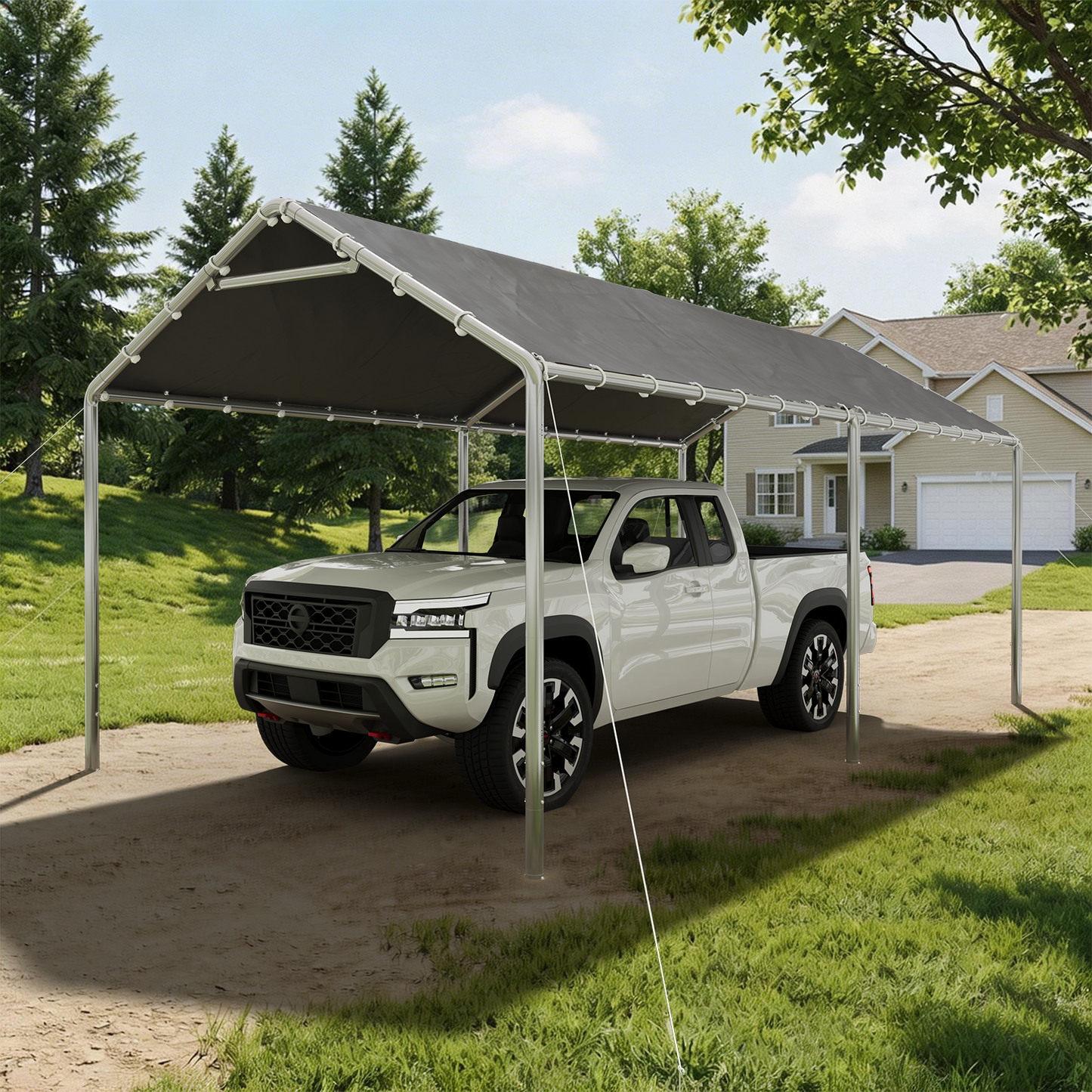 10x20 Ft Heavy Duty Carport, Portable Carport with Waterproof UV Resistant&Galvanized Steel Frame, Outdoor Car Canopy Shelter for Vehicle, Truck, Boat & Party Tent, Gray