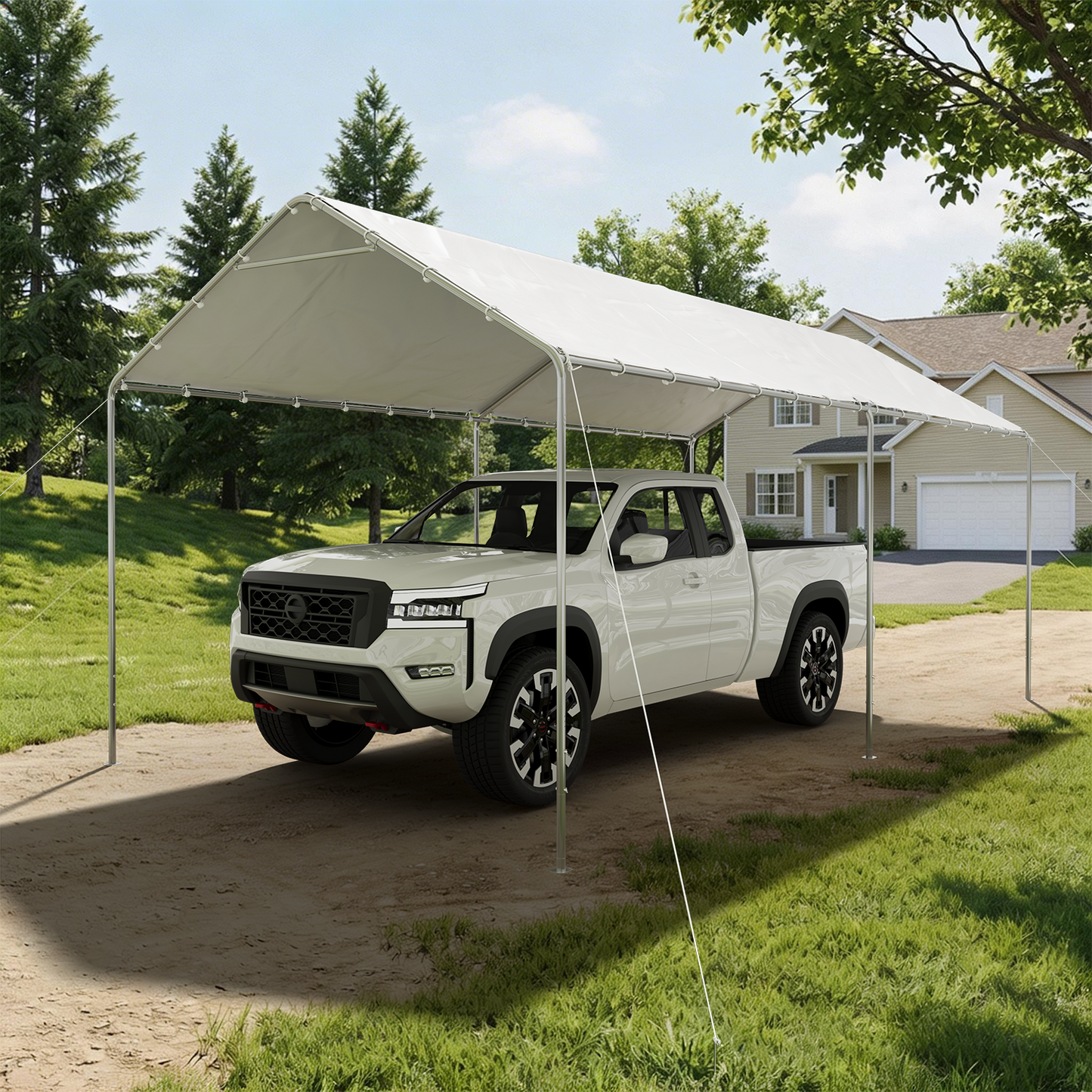10x20 Ft Heavy Duty Carport, Portable Carport with Waterproof UV Resistant&Galvanized Steel Frame, Outdoor Car Canopy Shelter for Vehicle, Truck, Boat & Party Tent, White