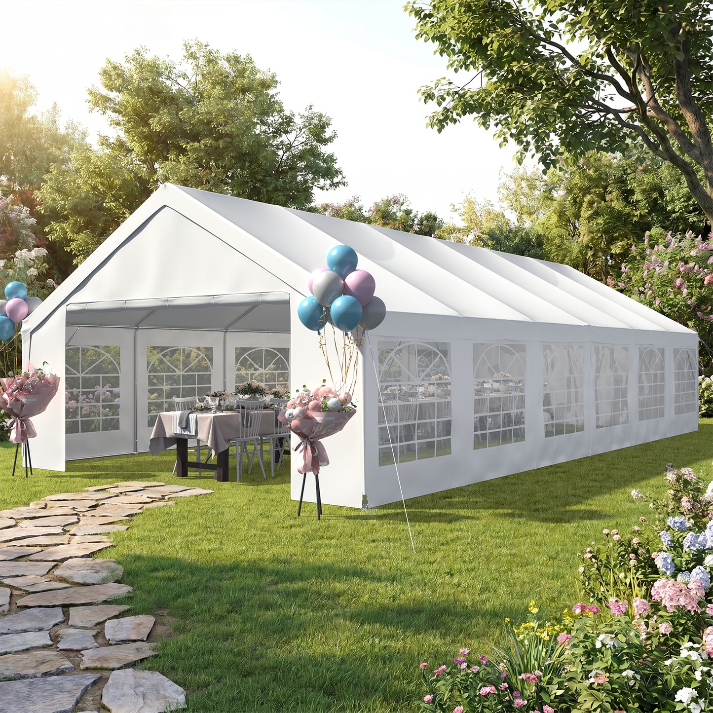 Sunmthink 20x40 Party Tent, Tent for Party, Canopy Tent with Heavy-Duty Steel Frame&Removable Sidewalls, Event Tent with Roll-up Door for Weddings, Birthday Parties & Camping