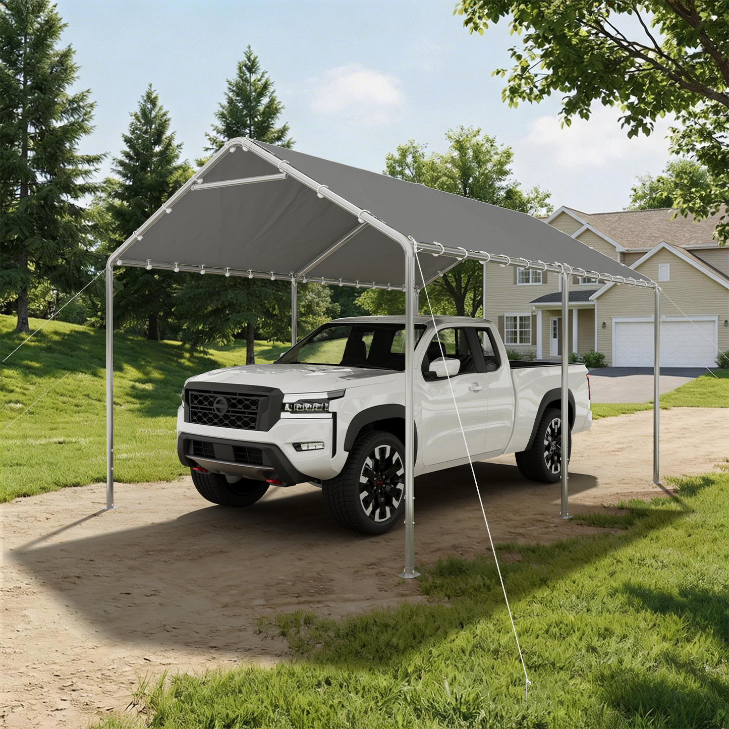 10x15 Ft Heavy Duty Carport, Portable Carport with Waterproof UV Resistant&Galvanized Steel Frame, Outdoor Car Canopy Shelter for Vehicle, Truck, Boat & Party Tent, Gray