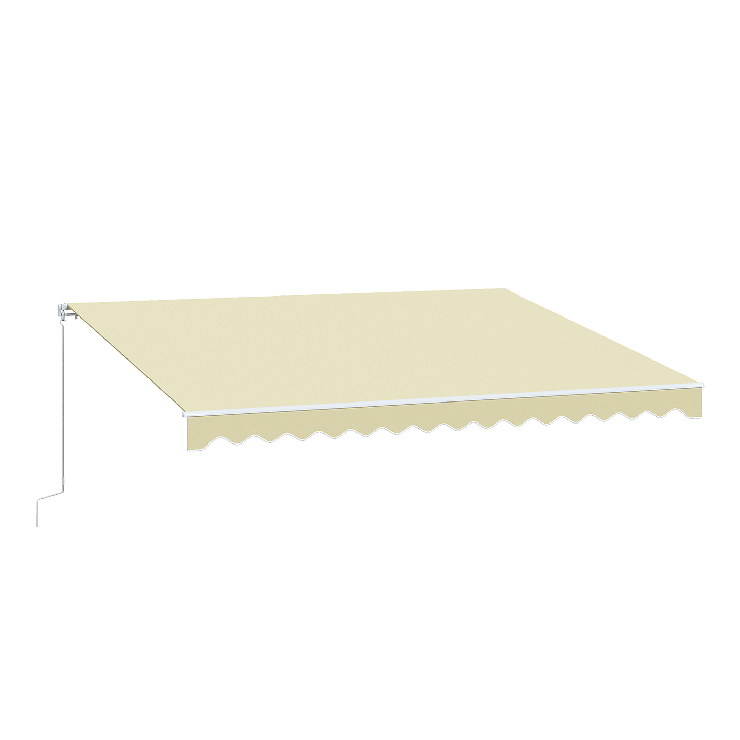 Sunmthink 12x10 FT Manual Retractable Awning, Waterproof Patio Sun Shade Canopy with Crank Handle, PA Coated Polyester for Backyard, Deck & Window, Beige