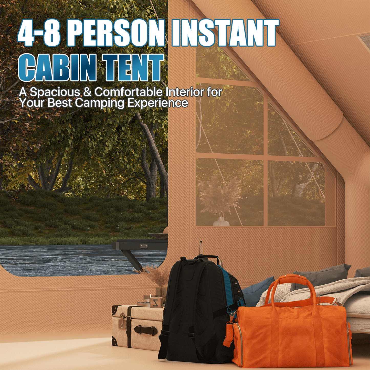 Sunmthink Inflatable Tent For 4-8 Person, Blow Up Tent Of Fast Setup Family Shelter, Waterproof Windproof Outdoor Tent with UV Protection, Lightweight Portable for Camping, Beach & Festivals