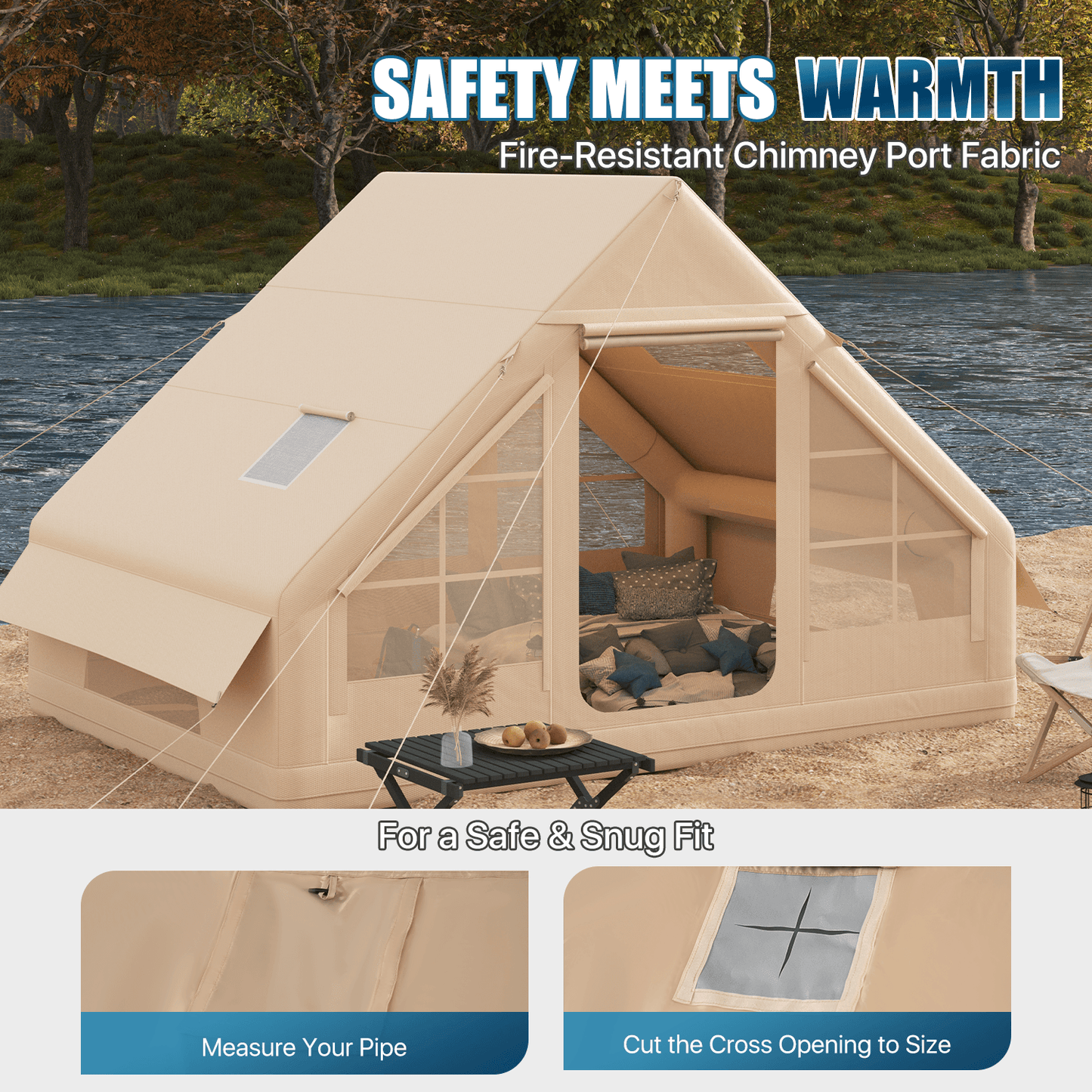 Sunmthink Inflatable Tent For 4-8 Person, Blow Up Tent Of Fast Setup Family Shelter, Waterproof Windproof Outdoor Tent with UV Protection, Lightweight Portable for Camping, Beach & Festivals