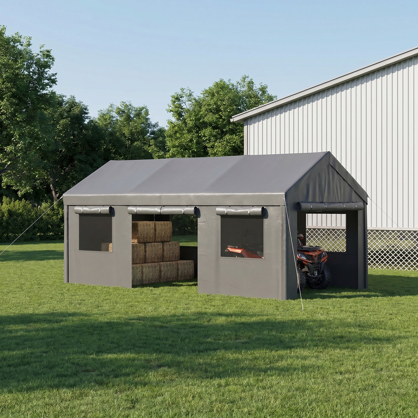 Clouddwell 10x20 Heavy Duty Carport Canopy Portable Garage, Portable Carport with Roll-up Windows&Removable Sidewalls, Car Canopy for Car, Truck, SUV, Boat, Gray