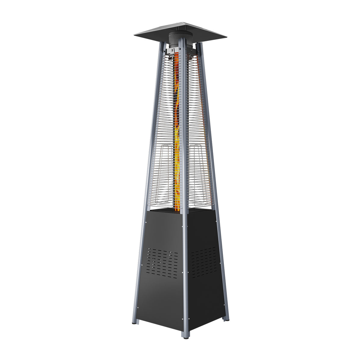 LazySunsets 87 Inch Outdoor Tower Propane Heater, 48000 BTU Black Pyramid Patio Heater with Portable Wheels, Auto Safety Shutoff