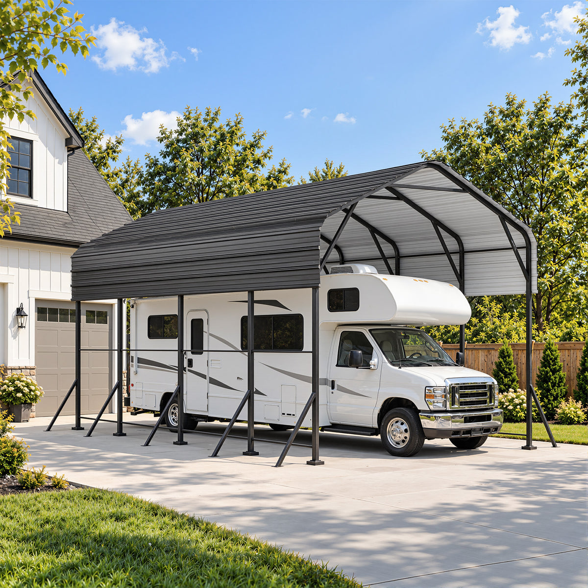 Dateyes 14x20FT RV Metal Carport, Heavy Duty Carport Canopy with Reinforced Frame & Galvanized Roof, Car Tent, Garage Shelterf for Car, Truck, Boat