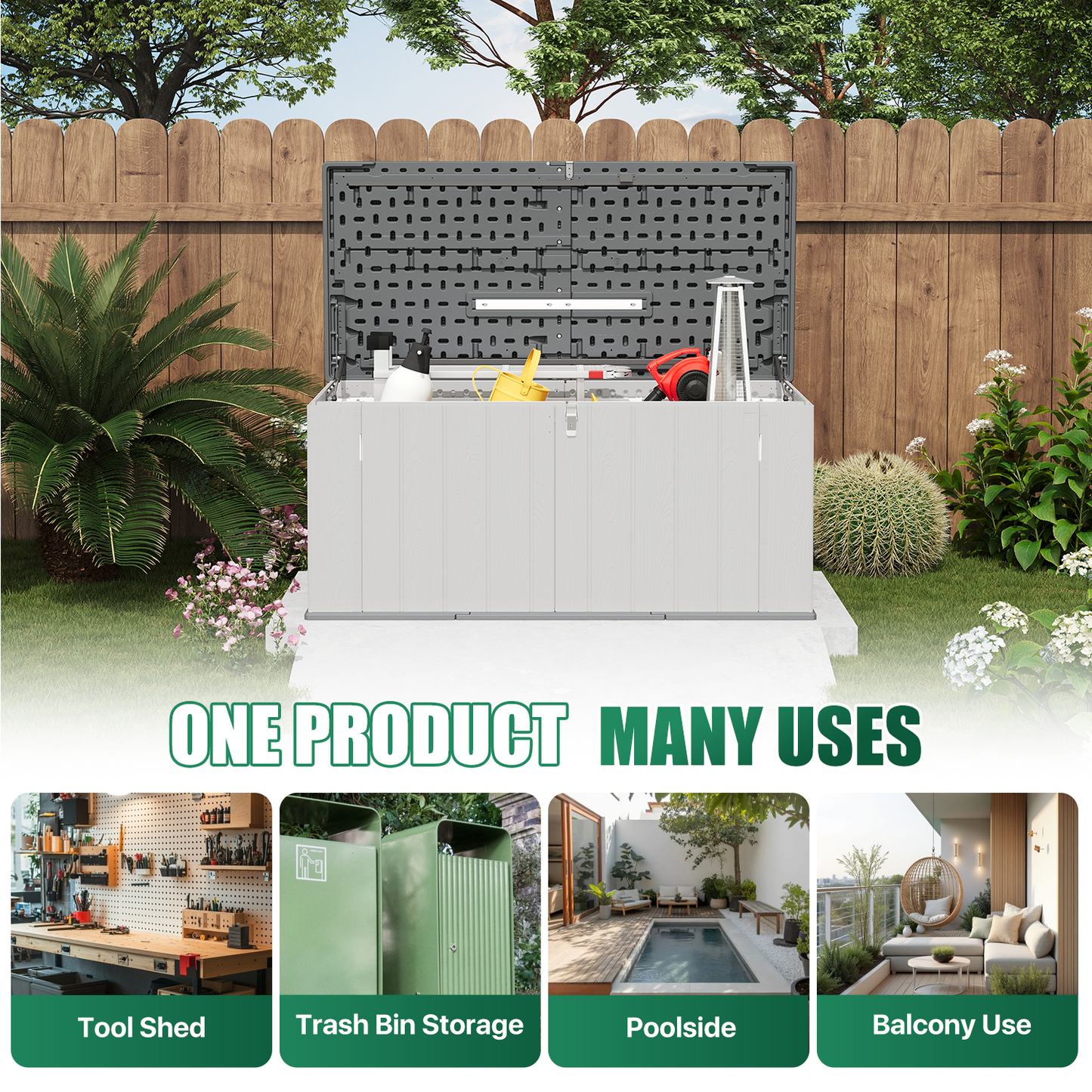 CLOUDDWELL Waterproof Resin Gardening Supplies Storage Storage Shed , 2.1 ft x 4.7 ft x 2.2 ft, White