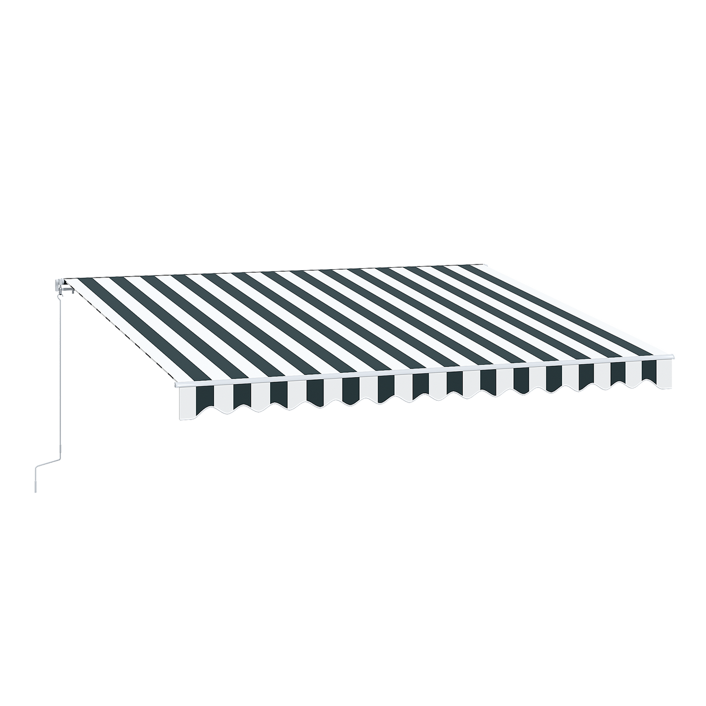 Sunmthink 12x10 FT Manual Retractable Awning, Waterproof Patio Sun Shade Canopy with Crank Handle, PA Coated Polyester for Backyard, Deck & Window, Green