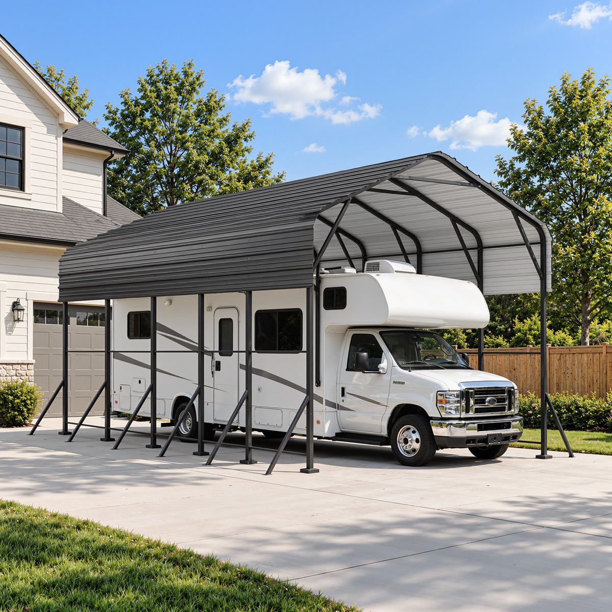 Dateyes 14x25FT RV Metal Carport, Heavy Duty Carport Canopy with Reinforced Frame & Galvanized Roof, Car Tent, Garage Shelterf for Car, , Truck, Boat