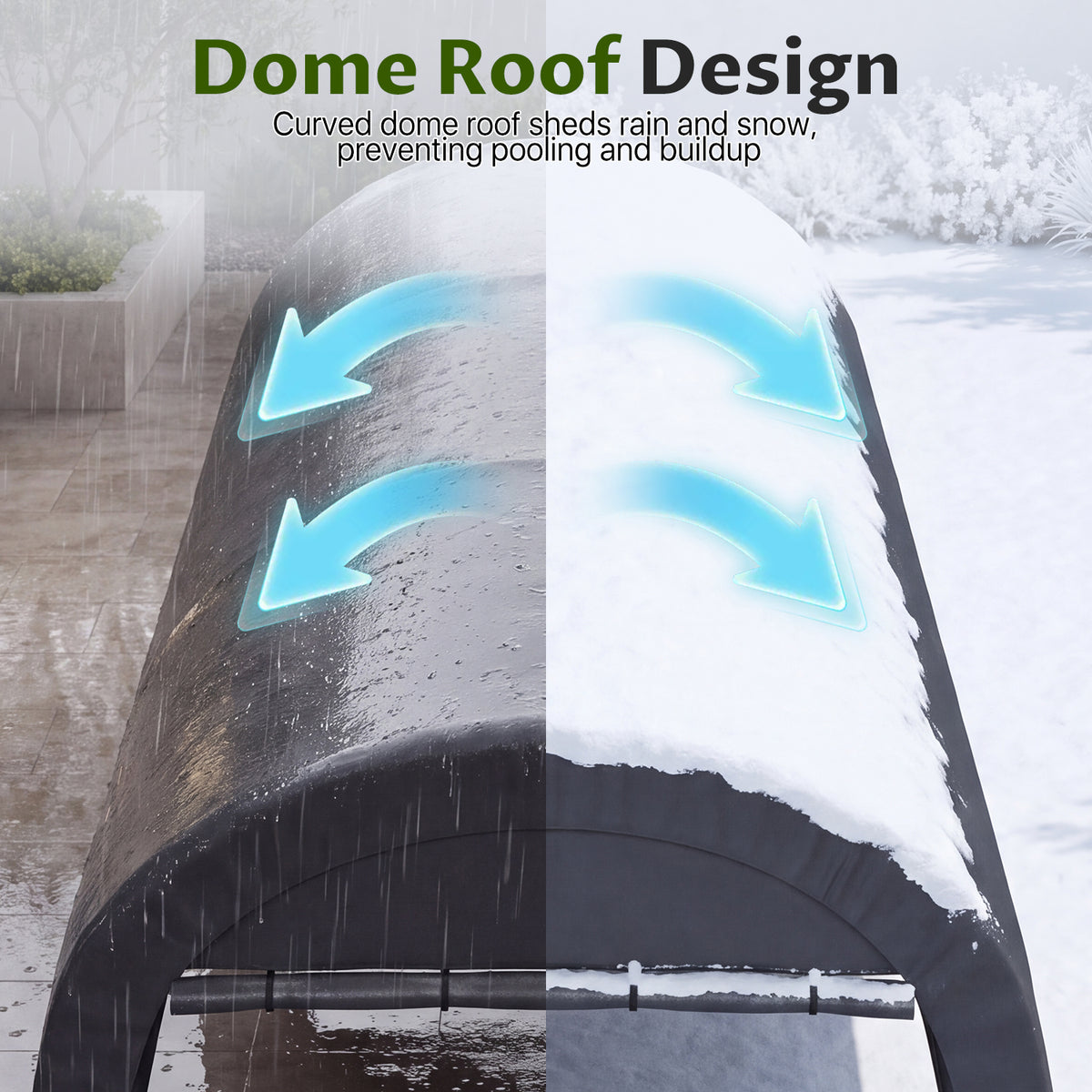 Dateyes 10x20 FT Carport Round Top Shelter, Carport Canopy with Roll-up Doors, Portable Garage Portable Carport with Waterproof UV PE Cover, Car Canopy for Car, Truck, SUV, Boat, Dark Gray