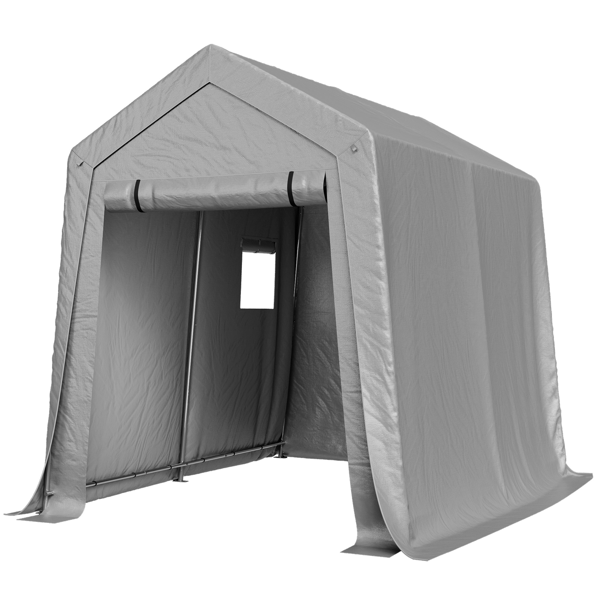 Aoxun 6x8 FT Carport Shed, Portable Storage Shed with Roll-Up Door & Window, Waterproof Storage Tent With Galvanized Steel Frame for Equipment, Bike