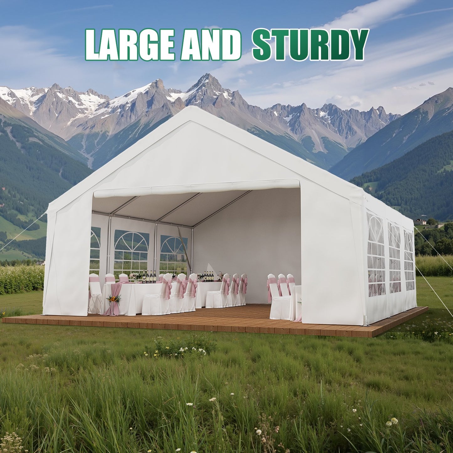 Clouddwell 20*20FT Party Tent,Heavy Duty Outdoor Awning Tent,with Removable Sidewalls, Commercial Wedding Big Tent,Carport, BBQ,UV 50+, Waterproof, White