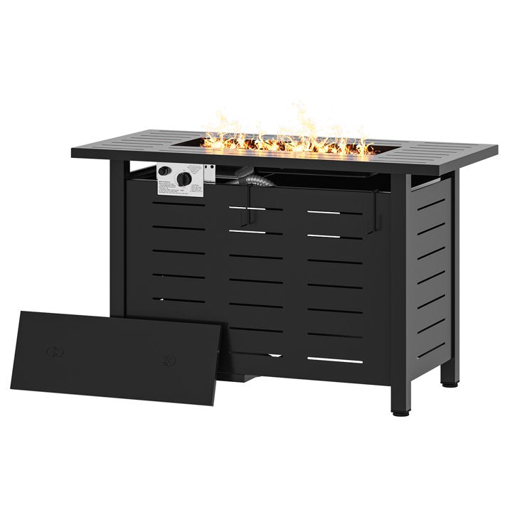 Clouddwell 40" Black Propane Fire Pit Table, 50,000 BTU Outdoor Gas Firepit with Lava Rocks, Removable Lid & Waterproof Cover for Patio Black