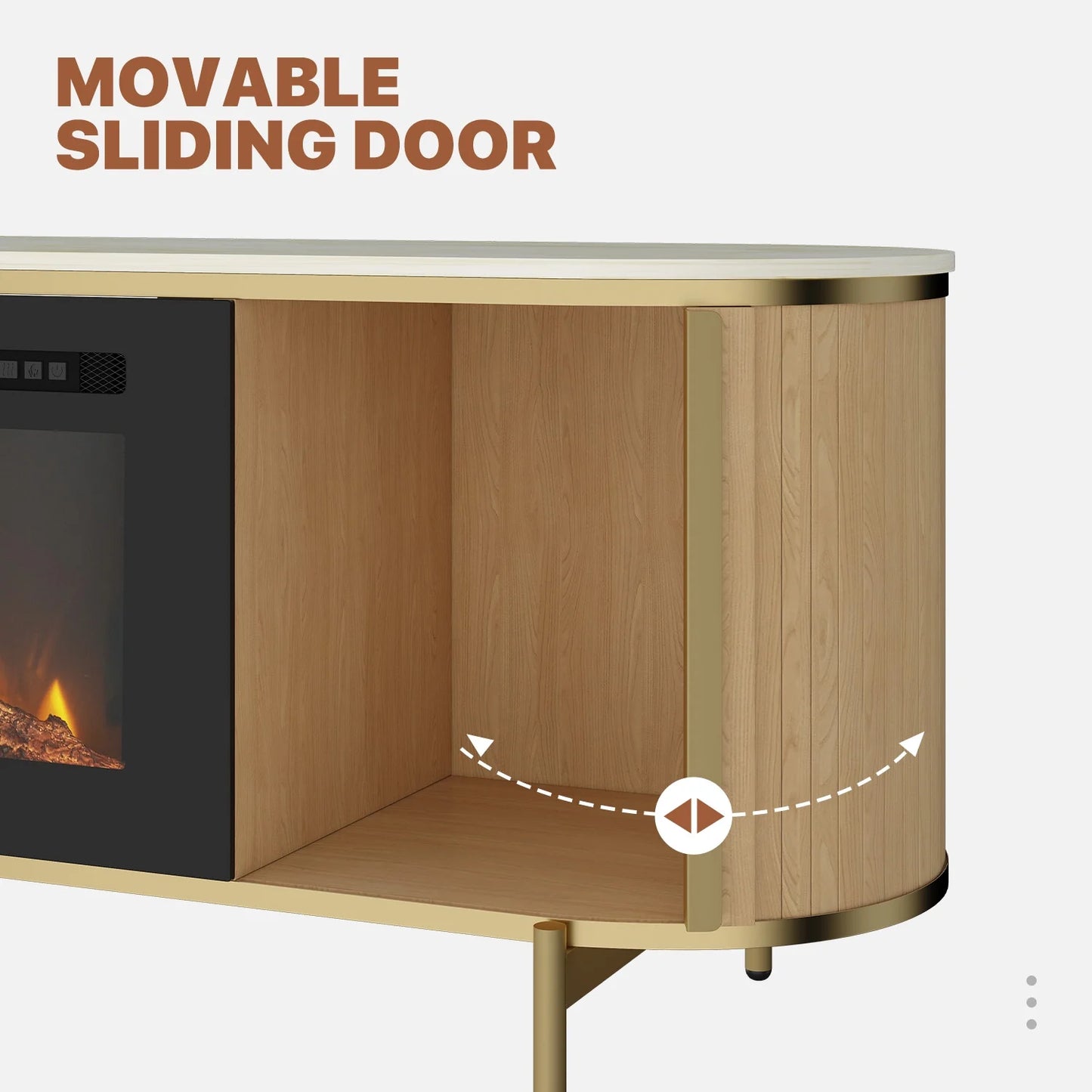 Sonegra 70" Fireplace TV Stand, Modern Entertainment Center for TVs Up to 80", TV Console Table for Living Room, Media Cabinet with Storage,70 Inch, Oak