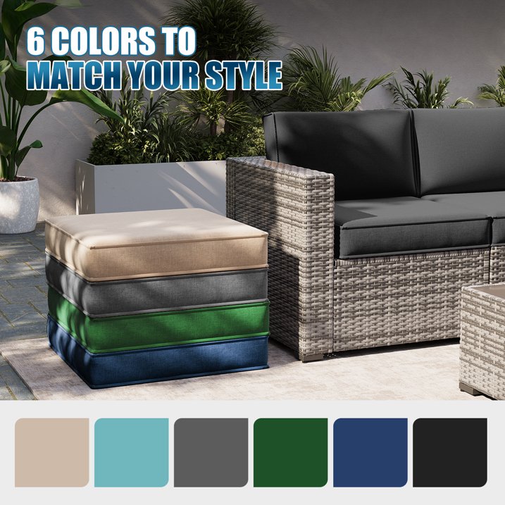 Clouddwell 7-Piece Outdoor Cushion Set for 4-Seat Wicker Sectional - Waterproof, High-Resilience Foam (Dark Gray)
