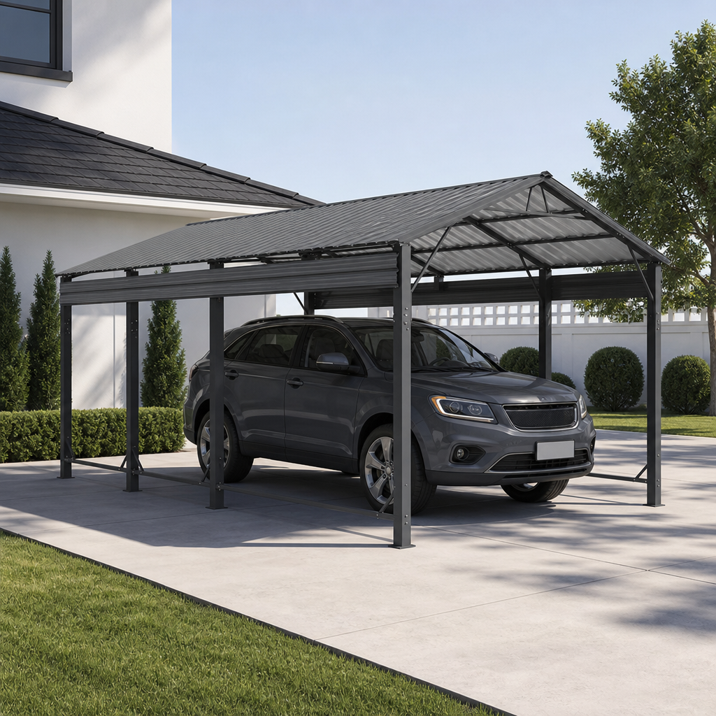Dateyes 12x20 FT Heavy Duty Metal Carport Canopy, Reinforced Frame & Stable Base Outdoor Shelter, Multi-Purpose Car Canopy for Cars, Trucks, Boats & Backyard Party Events