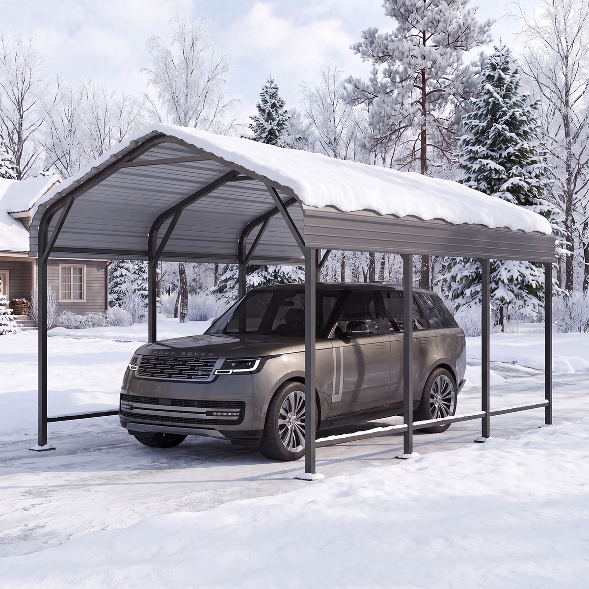 Dateyes 10x15FT Metal Carport, Heavy Duty Carport Canopy with Reinforced Frame & Galvanized Roof, Car Tent, Garage Shelterf for Car, Pickup, Truck, Boat