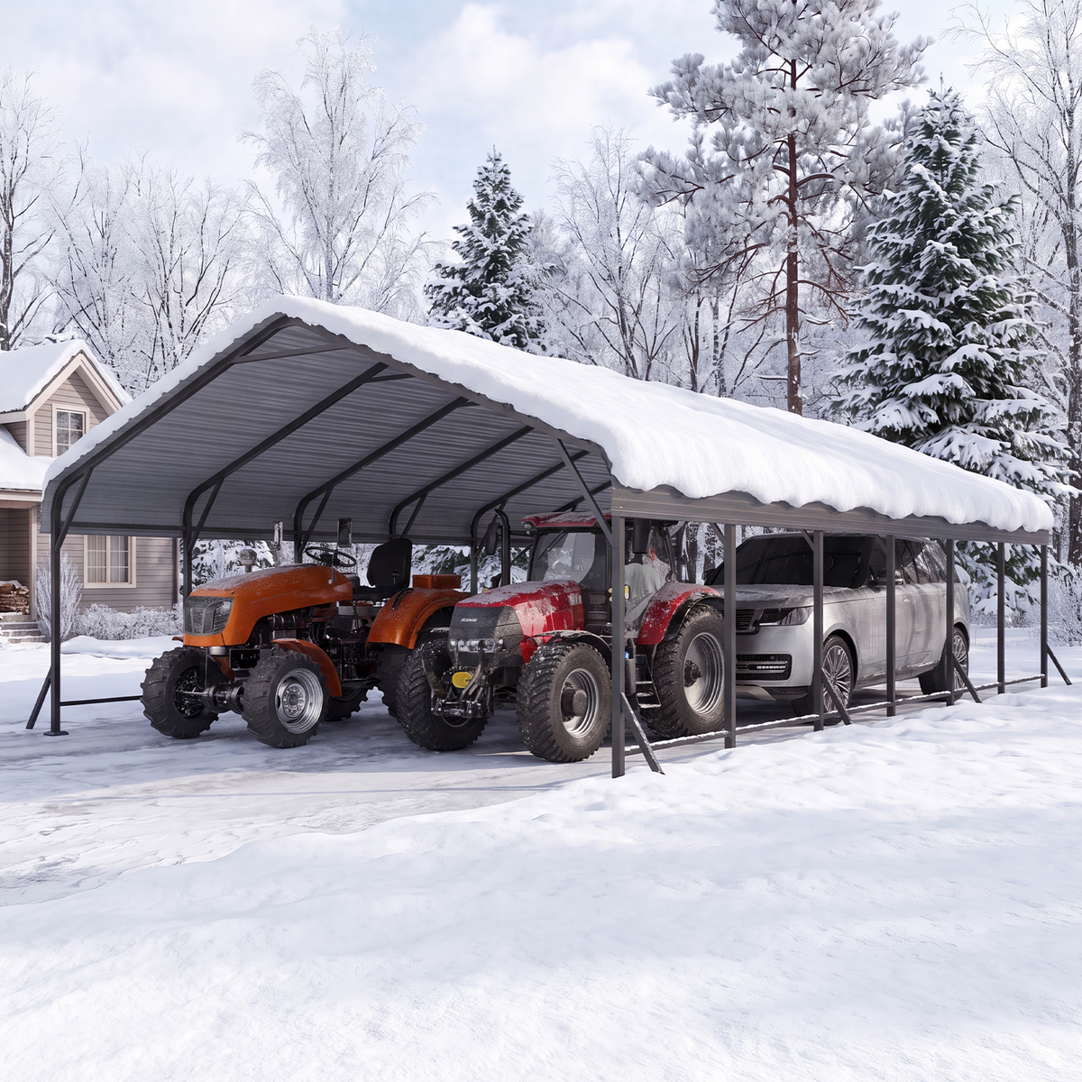 Dateyes 20x30FT Metal Carport, Heavy Duty Carport Canopy with Reinforced Frame & Galvanized Roof, Car Tent, Garage Shelterf for Car, Pickup, Truck, Boat