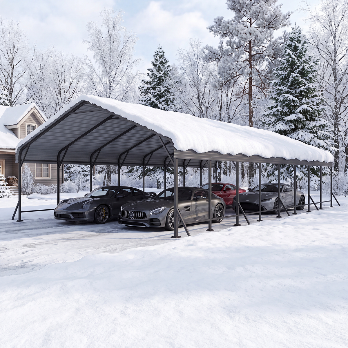 Dateyes 20x40FT Metal Carport, Heavy Duty Carport Canopy with Reinforced Frame & Galvanized Roof, Car Tent, Garage Shelterf for Car, Pickup, Truck, Boat