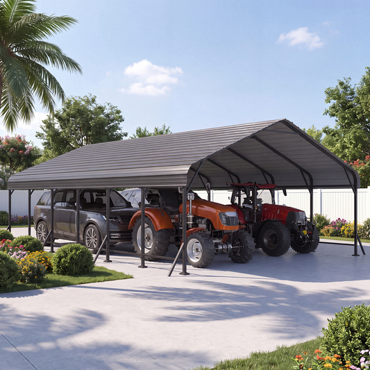 Clouddwell 20x30FT Metal Carport, Heavy Duty Carport Canopy with Reinforced Frame & Galvanized Roof, Car Tent, Garage Shelterf for Car, Pickup, Truck, Boat