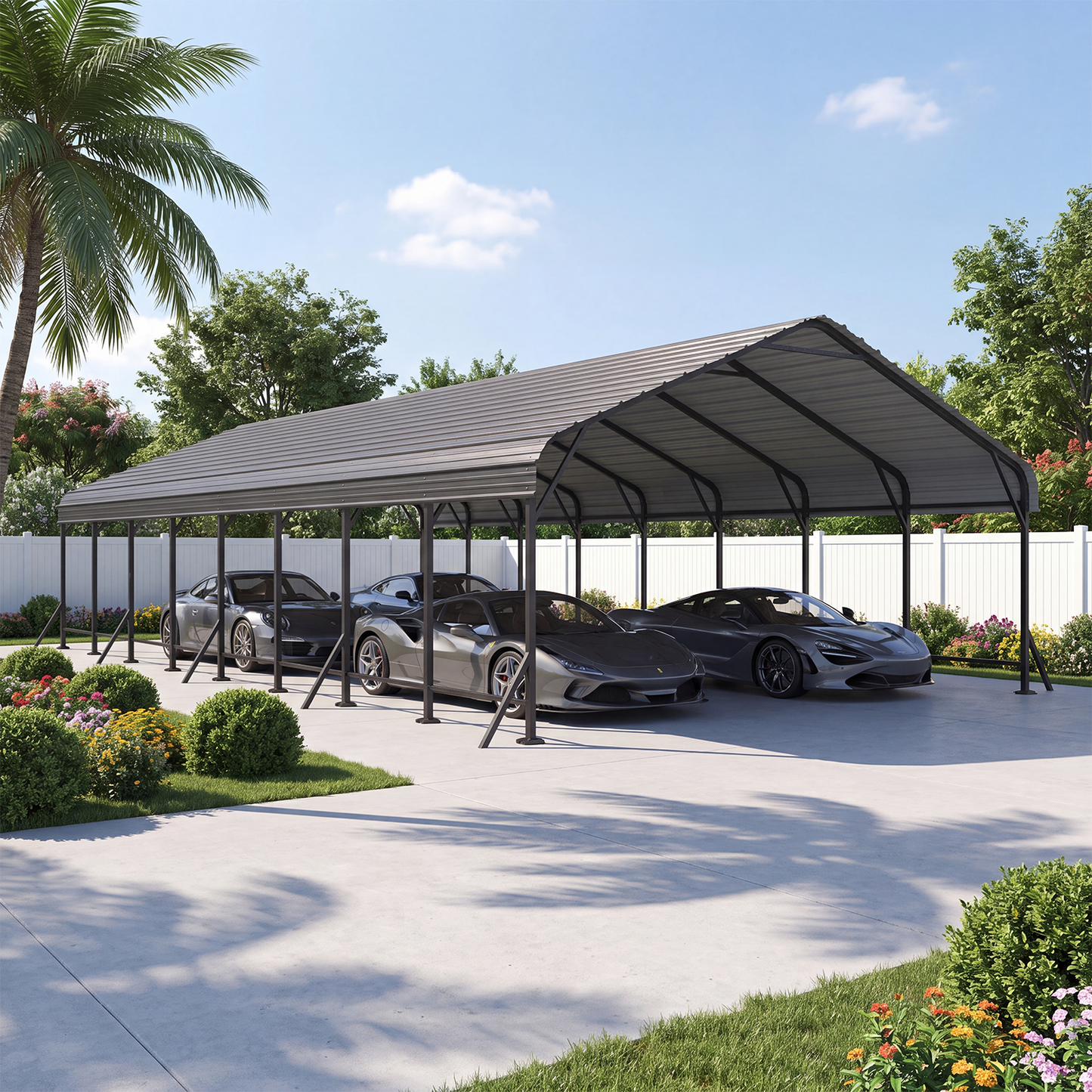 Clouddwell 20x40FT Metal Carport, Heavy Duty Carport Canopy with Reinforced Frame & Galvanized Roof, Car Tent, Garage Shelterf for Car, Pickup, Truck, Boat