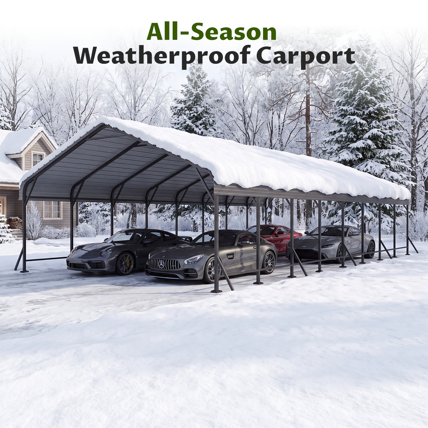 Clouddwell 20x40FT Metal Carport, Heavy Duty Carport Canopy with Reinforced Frame & Galvanized Roof, Car Tent, Garage Shelterf for Car, Pickup, Truck, Boat