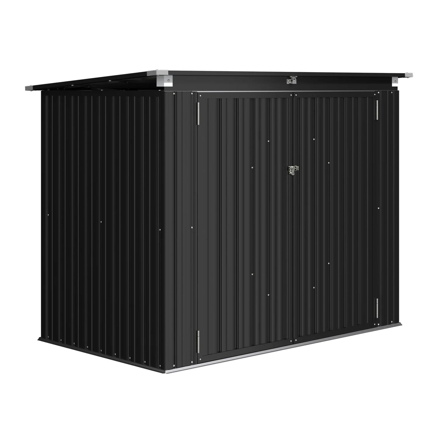 Clouddwell 3 x 6 FT Trash Can Storage 79 Cu Ft, Storage Shed Outdoor Metal Garbage Can Shed with Lockable Doors and Easy Lift Hinges, Black