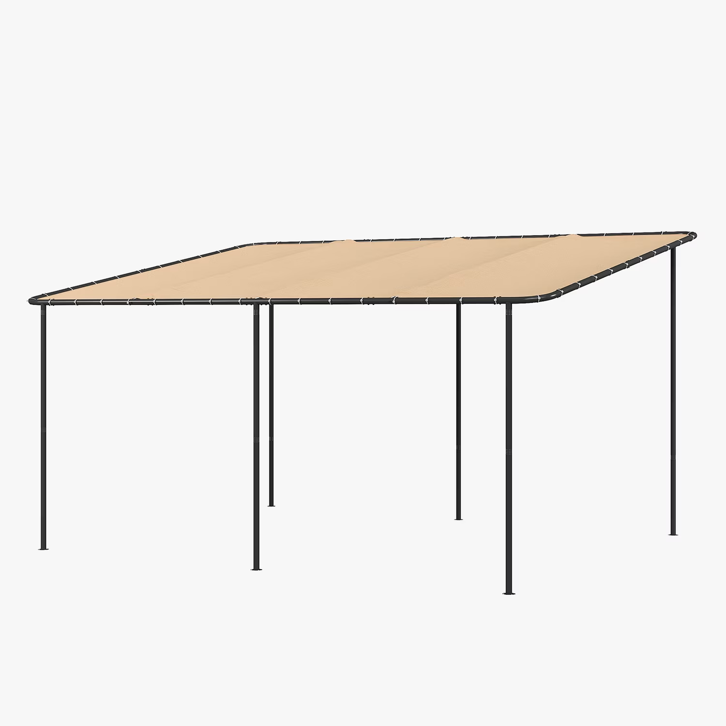 Clouddwell 12×16 FT Wall-Mounted Sloped Roof Outdoor Pergola Canopy, Water-Resistant & UV-Resistant Metal Patio Gazebo for Backyard Garden Porch in Khaki