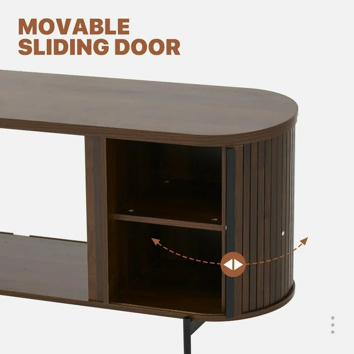 Sonegra 70" Fireplace TV Stand, Modern Entertainment Center for TVs Up to 80", TV Console Table for Living Room, Media Cabinet with Storage,70 Inch, Brown