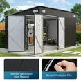 Sunmthink 12' x 8' Metal Storage Shed with Triple Doors, Lockable Lean-to Design & Vents, Black